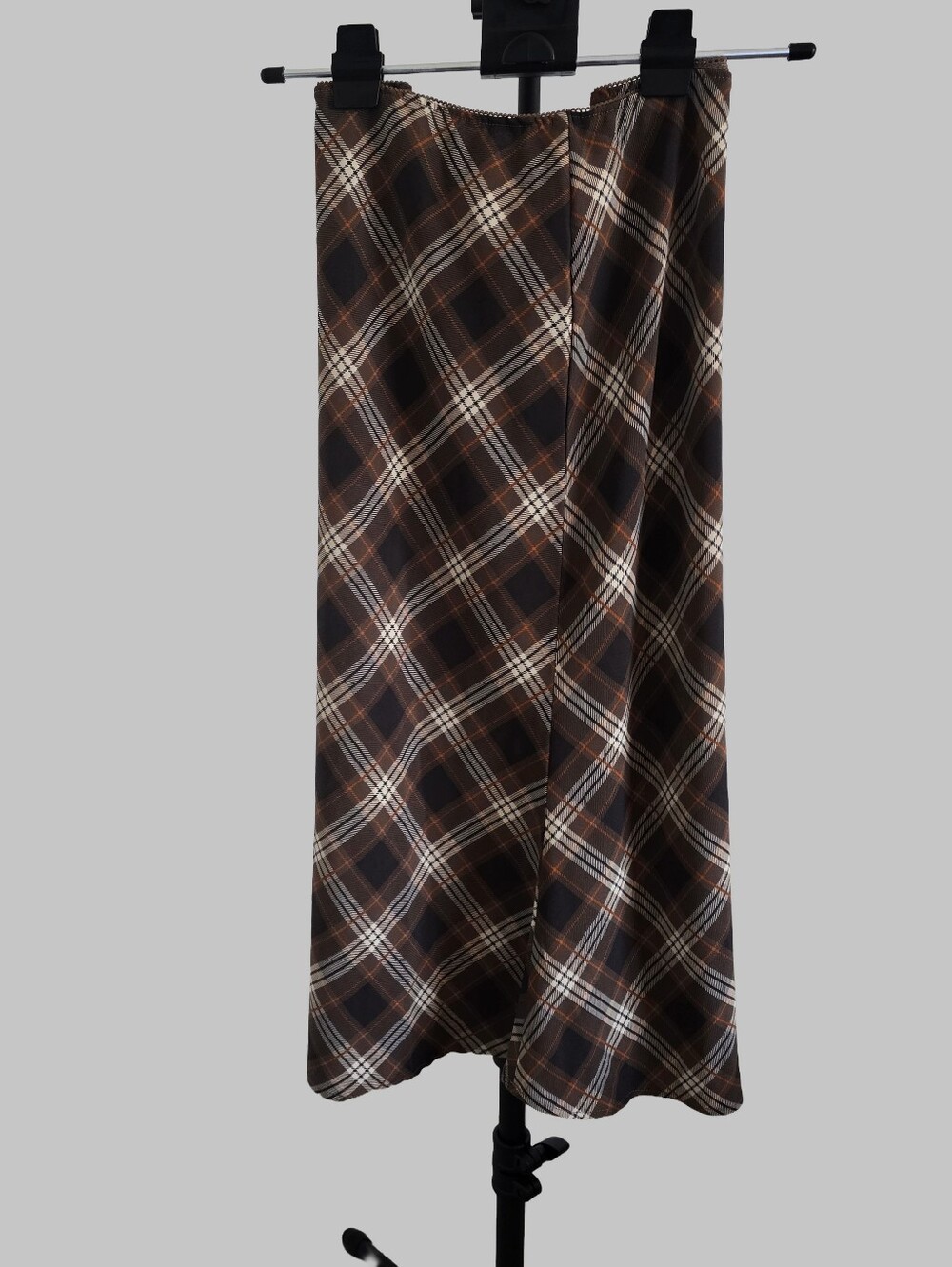 Wild Fable Plaid Bias Cut Midi Skirt Size XXL Brown Cream Tartan 90s Grunge
